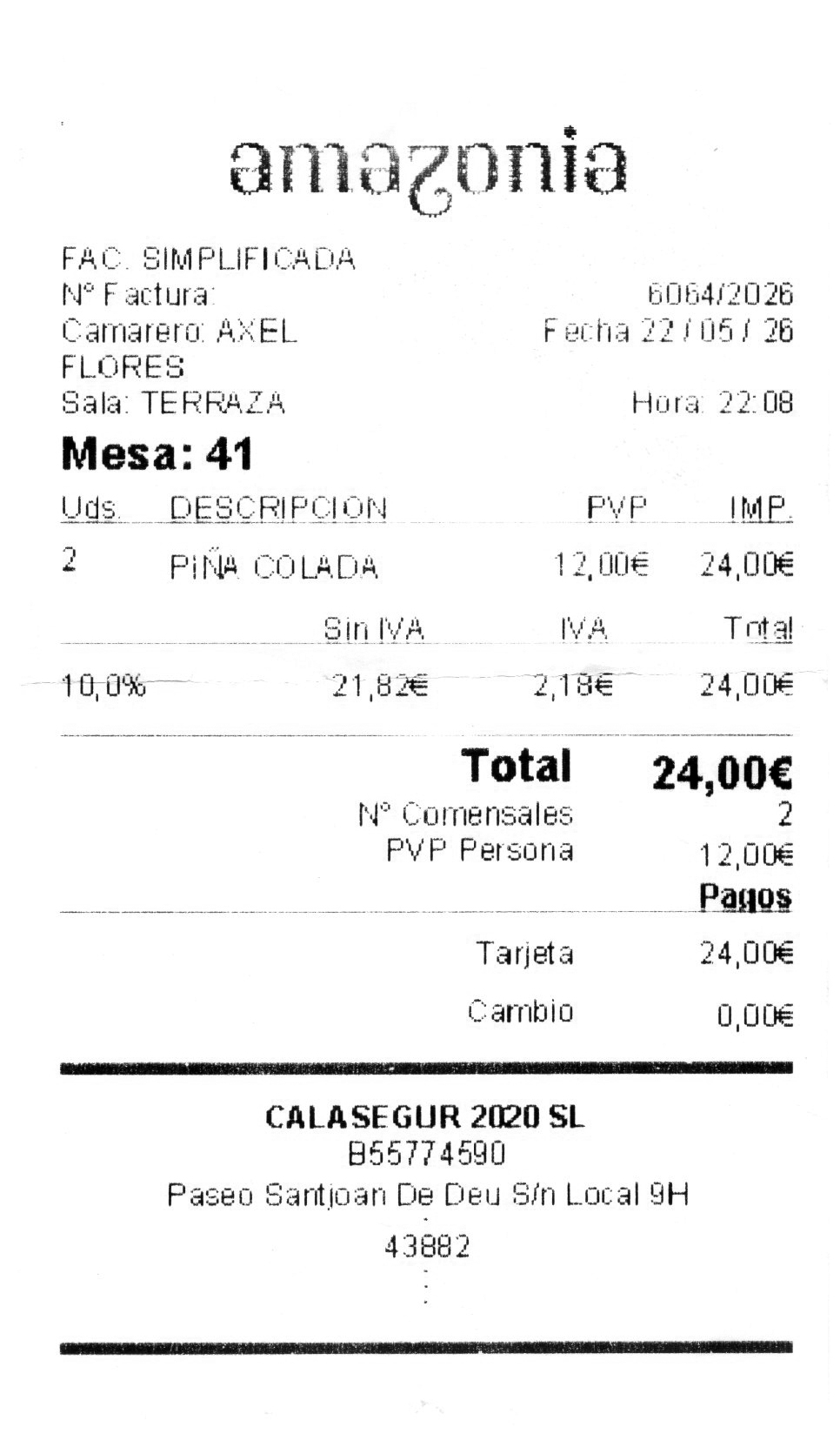 Ticket de Amazonia